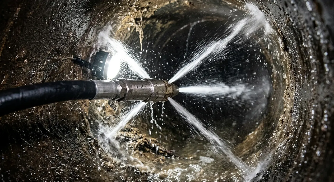High-pressure hydro jetting nozzle cleaning sewer pipe for Sewer Cleanout in Naranja